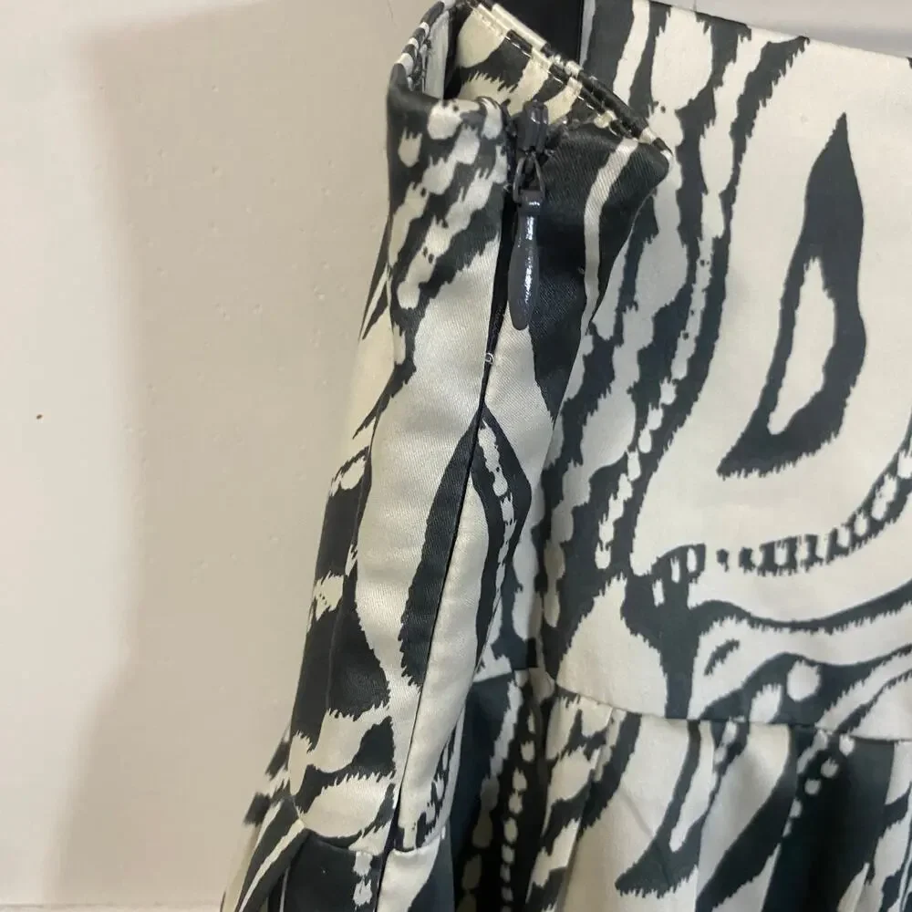 Mackie & Co by Bob Mackie Art To Wear Lined Cream Satin A-Line Skirt Abstract 12